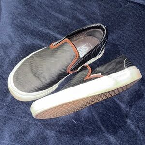 Vans Black Slip-On Loafers with Brown Trim